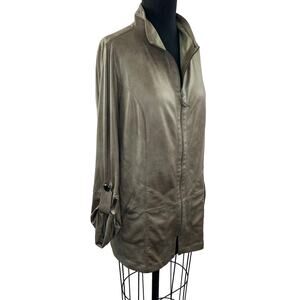 NITA IDEAS Green Winter Jacket Polyester Full Zip Roll Up Sleeve Regular Fit